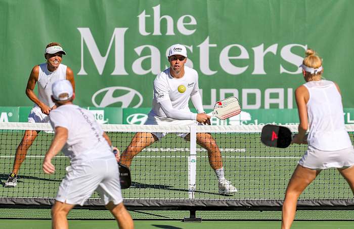 Mixed doubles—here with two No. 1 players (far), Jardim and Johns—are a spectator favorite.